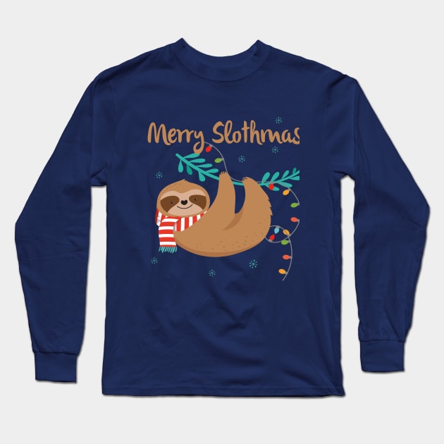 Merry Slothmas Long Sleeve T-Shirt by ManxHaven